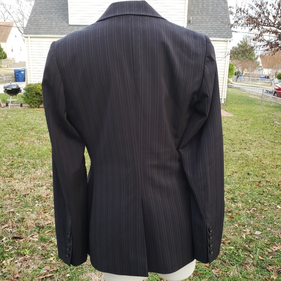 pinstripe-dot stretch blazer, NY & Co, 7th Ave Stretch, sz 8 - Picture 2 of 8
